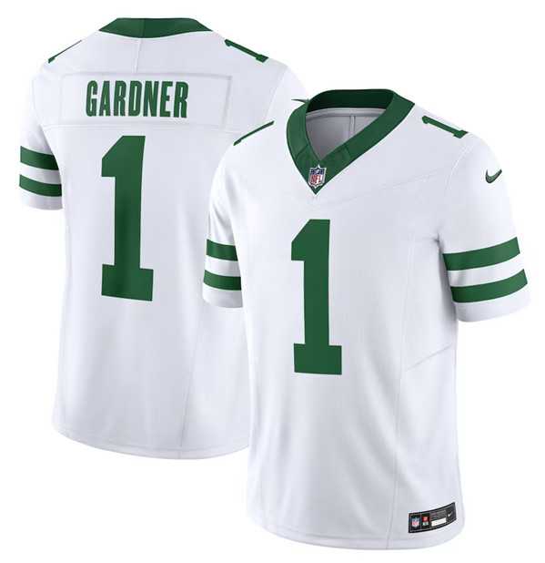 Men%27s New York Jets #1 Ahmad Sauce Gardner White 2023 F.U.S.E. Vapor Limited Throwback Stitched Football Jersey->denver broncos->NFL Jersey